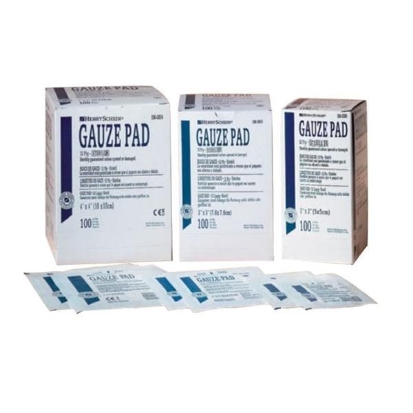 Henry Schein Inc. 100% Cotton Gauze Pad 2x2" 12 Ply Sterile Square LF, 24 PK/CA - 5702659