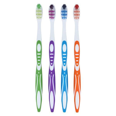 Henry Schein Inc. -Acclean Toothbrush Adult 32 Tuft Compact 4 Colors With Raised Tip Bristles with Tongue Cleaner 72/Box, 6 BX/CA 32RE