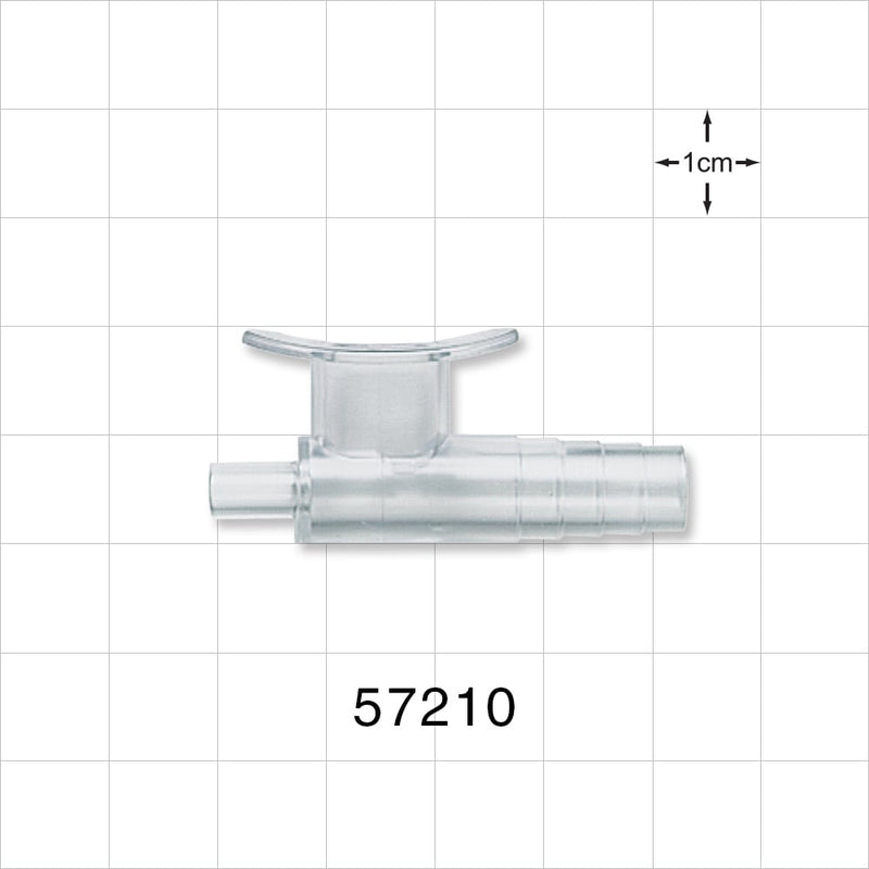 Suction Control Connector with Internal Splash Guard, Clear - Fits 10 FR OD Tubing (0.13 inch, 3.3 mm) - 57210