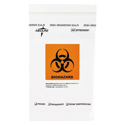 Medline Industries Inc -Transport Bag 2mil 6x9" Clear Zipper Closure Plastic Symbol Non-Sterile With 2 Pouches For Lab Specimen 1000/Case DYND30261