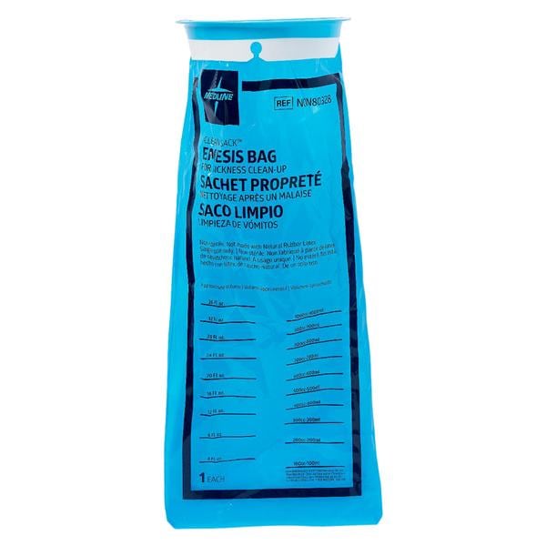 Medline Industries Inc -Emesis Bag 5.5x7.5" Blue Top Ring Plastic Graduations Non-Sterile Disposable 24/Package, 6 PK/CA NON80328