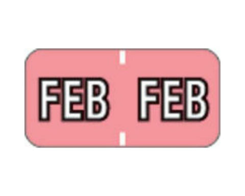 Barkley™ Compatible MBLM Color Code Label Month "Feb" 1 1/2" x 3/4" Pink Permanent - 500 per Roll | 59702590