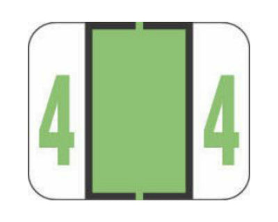 TAB® Compatible 1282 Color Code Label Numeric "4" 1-1/4" x 1" Light Green Permanent, 500 per Roll | 59702815