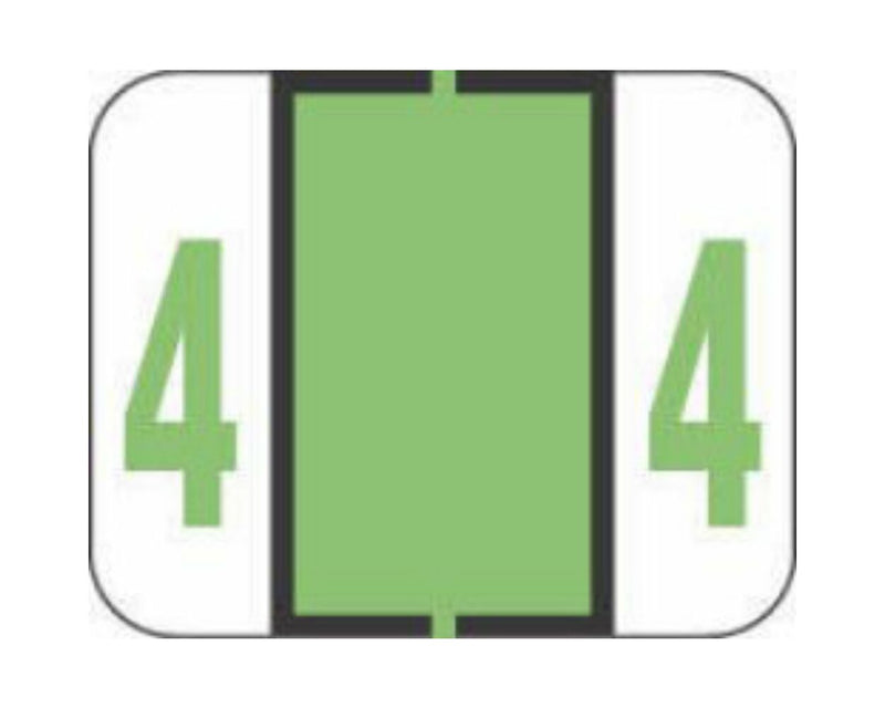 TAB® Compatible 1282 Color Code Label Numeric "4" 1-1/4" x 1" Light Green Permanent, 500 per Roll | 59702815