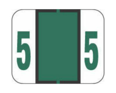 TAB® Compatible 1282 Color Code Label Numeric "5" 1-1/4" x 1" Dark Green Permanent, 500 per Roll | 59702816