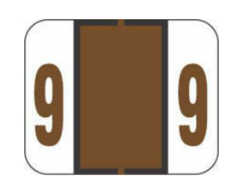 TAB® Compatible 1282 Color Code Label Numeric "9" 1-1/4" x 1" Brown Permanent, 500 per Roll | 59702820