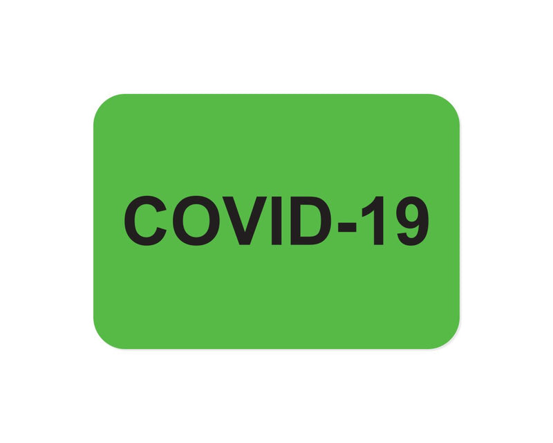 Covid-19 Label Paper Permanent, 1" Core, 1-7/16"x1" Fluorescent Green, 666 per Roll | 59799002