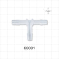 T Connector, Barbed, Natural - Fits 1/4 inch ID Tubing (0.25 inch, 6.35 mm) - 60001