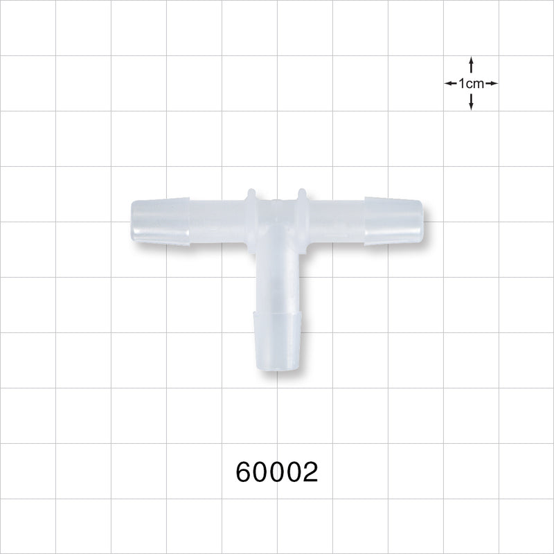 T Connector, Barbed, Natural - Fits 5/16 inch ID Tubing (0.313 inch, 7.94 mm) - 60002