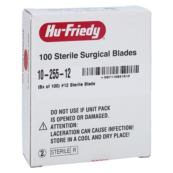 Hu-Friedy Carbon Steel Sterile Surgical Blade #12 100/Bx  - 10-255-12