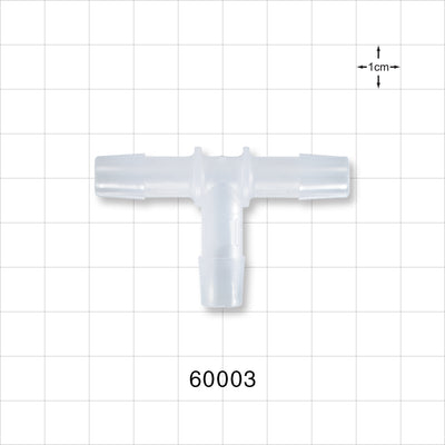 T Connector, Barbed, Natural - Fits 3/8 inch ID Tubing (0.375 inch, 9.53 mm) - 60003