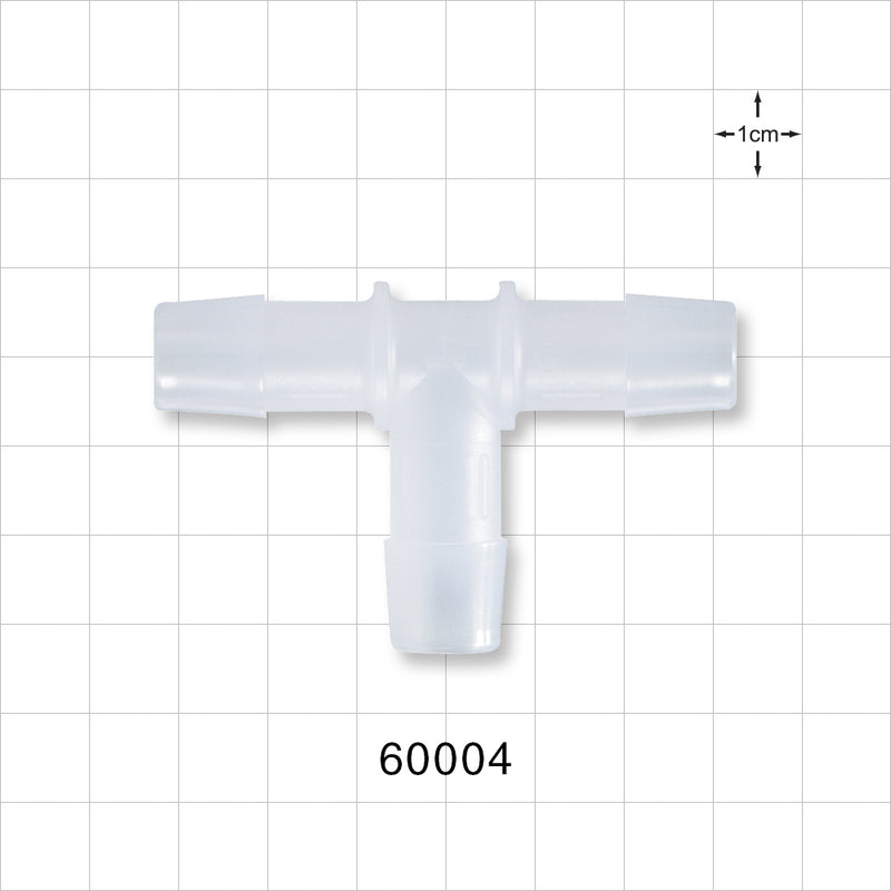 T Connector, Barbed, Natural - Fits 1/2 inch ID Tubing (0.5 inch, 12.7 mm) - 60004