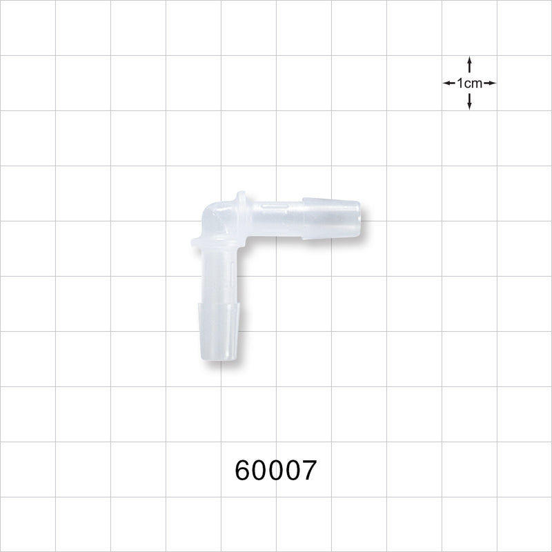 Elbow Connector, Barbed, Natural - Fits 1/4 inch ID Tubing (0.25 inch, 6.35 mm) - 60007