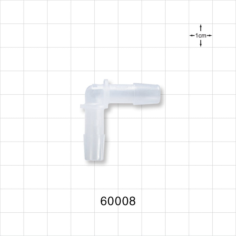 Elbow Connector, Barbed, Natural - Fits 5/16 inch ID Tubing (0.313 inch, 7.94 mm) - 60008