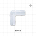 Elbow Connector, Barbed, Natural - Fits 1/2 inch ID Tubing (0.5 inch, 12.7 mm) - 60010