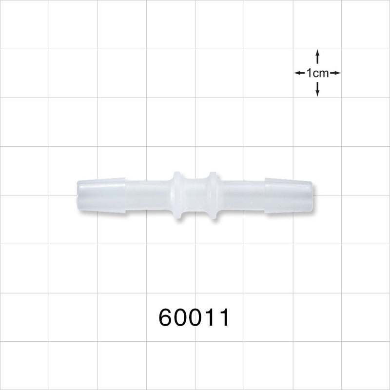 Straight Connector, Barbed, Natural - Fits 1/4 inch ID Tubing (0.25 inch, 6.35 mm) - 60011