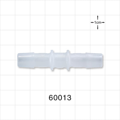 Straight Connector, Barbed, Natural - Fits 3/8 inch ID Tubing (0.375 inch, 9.53 mm) - 60013
