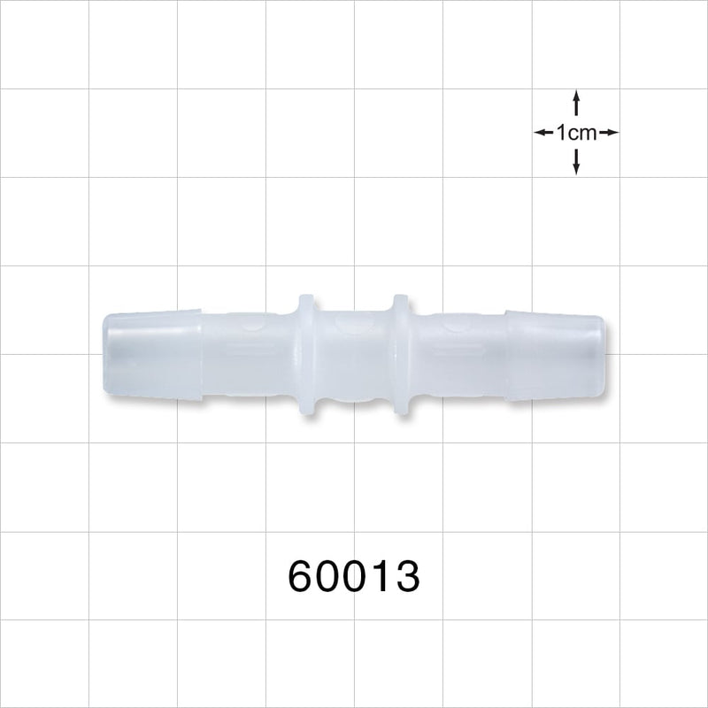 Straight Connector, Barbed, Natural - Fits 3/8 inch ID Tubing (0.375 inch, 9.53 mm) - 60013