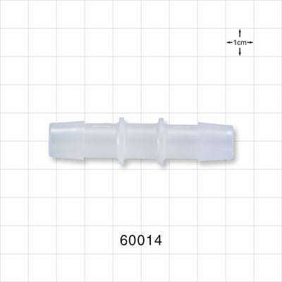 Straight Connector, Barbed, Natural - Fits 1/2 inch ID Tubing (0.5 inch, 12.7 mm) - 60014