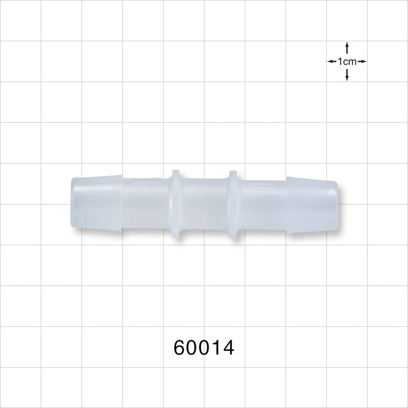 Straight Connector, Barbed, Natural - Fits 1/2 inch ID Tubing (0.5 inch, 12.7 mm) - 60014