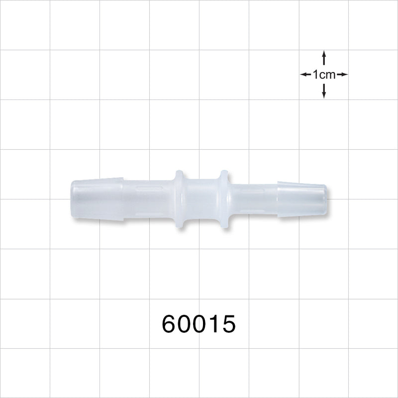 Straight Connector, Reducer, Barbed, Natural - Fits 5/16 inch x 1/4 inch ID Tubing (0.313 inch x 0.25 inch, 7.94 mm x 6.35 mm) - 60015