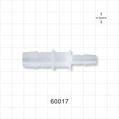 Straight Connector, Reducer, Barbed, Natural - Fits 1/2 inch x 5/16 inch ID Tubing (0.5 inch x 0.313 inch, 12.7 mm x 7.94 mm) - 60017