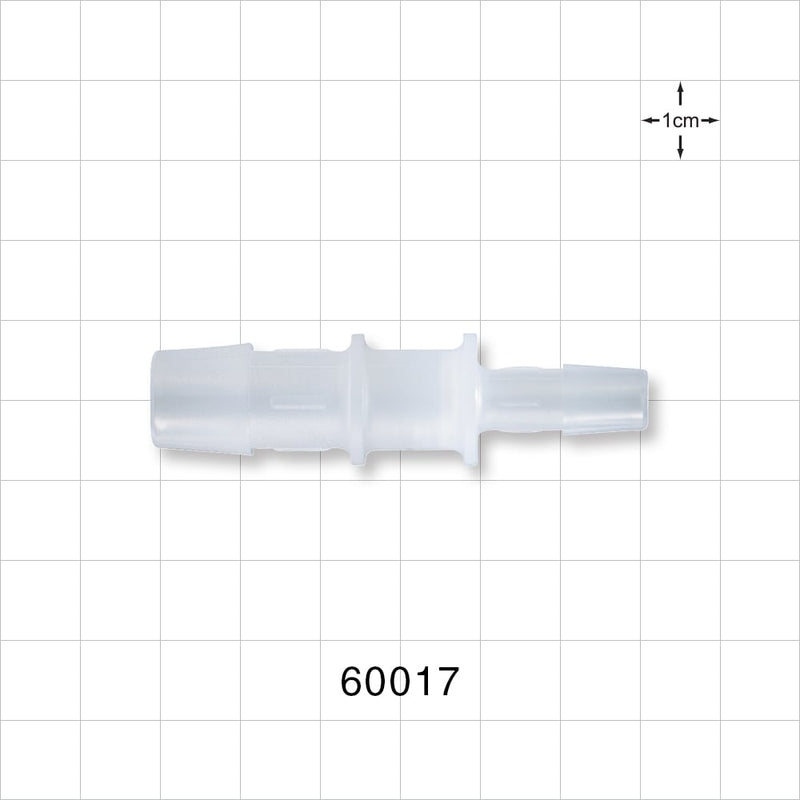 Straight Connector, Reducer, Barbed, Natural - Fits 1/2 inch x 5/16 inch ID Tubing (0.5 inch x 0.313 inch, 12.7 mm x 7.94 mm) - 60017