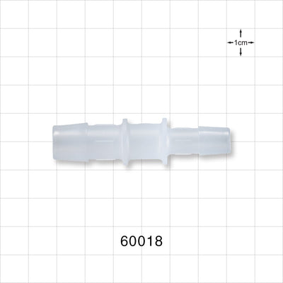 Straight Connector, Reducer, Barbed, Natural - Fits 1/2 inch x 3/8 inch ID Tubing (0.5 inch x 0.375 inch, 12.7 mm x 9.53 mm) - 60018