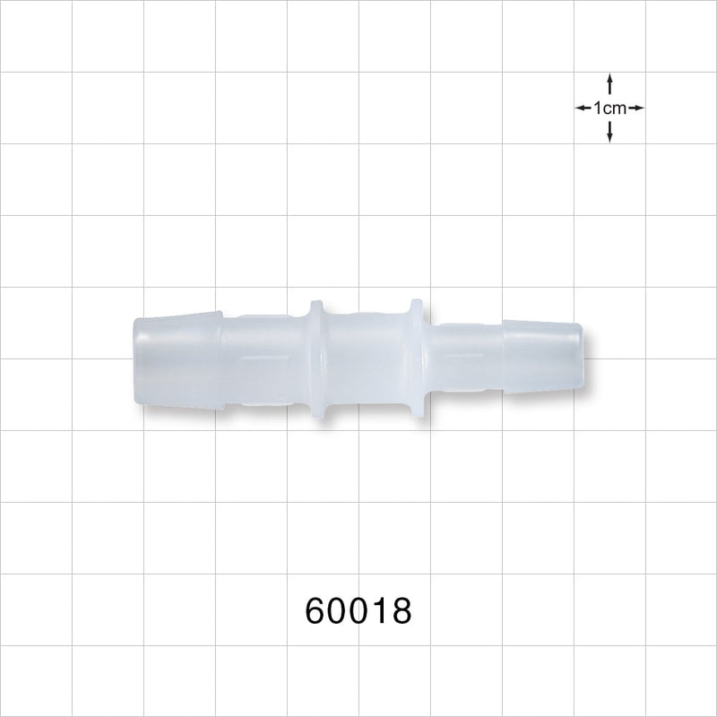 Straight Connector, Reducer, Barbed, Natural - Fits 1/2 inch x 3/8 inch ID Tubing (0.5 inch x 0.375 inch, 12.7 mm x 9.53 mm) - 60018