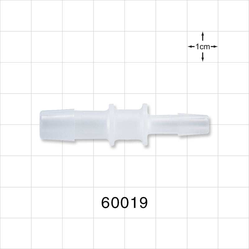 Straight Connector, Reducer, Barbed, Natural - Fits 3/8 inch x 1/4 inch ID Tubing (0.375 inch x 0.25 inch, 9.53 mm x 6.35 mm) - 60019