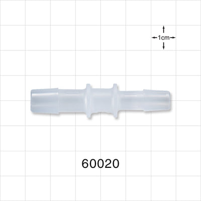 Straight Connector, Reducer, Barbed, Natural - Fits 3/8 inch x 5/16 inch ID Tubing (0.375 x 0.313 inch, 9.53 mm x 7.94 mm) - 60020