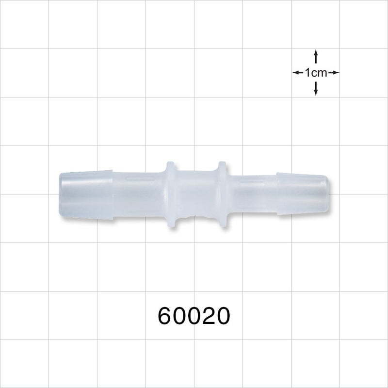 Straight Connector, Reducer, Barbed, Natural - Fits 3/8 inch x 5/16 inch ID Tubing (0.375 x 0.313 inch, 9.53 mm x 7.94 mm) - 60020