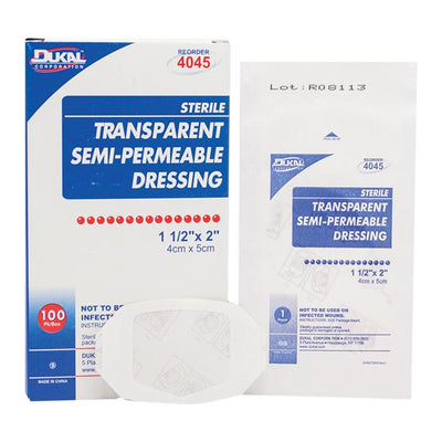 Dukal LLC Film Gauze Dressing 1-1/2x2" Sterile Adhesive Transparent LF - 4045