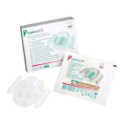 3M Medical Products Tegaderm Film IV Dressing 3-1/2x4-1/2" Sterile Wing Adhesive Adherent Trans LF  - 1655