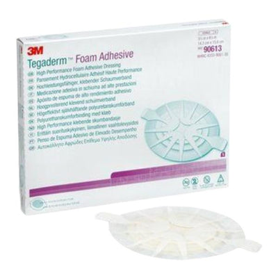 3M Medical Products Tegaderm Foam Dressing 5-5/8x6-1/8" Sterile Oval Medium Adherent Adhs Wht Abs LF  - 90613