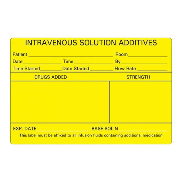 Precision Dynamics Corp. Label Paper Intravenous Yellow 2-1/2x4" 1" Core 1 Each - N-260