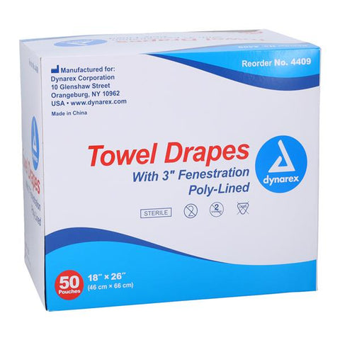 Dynarex Corporation 18x26" Sterile Minor Procedure Drape 2-3/4" Fenestrated - 4409