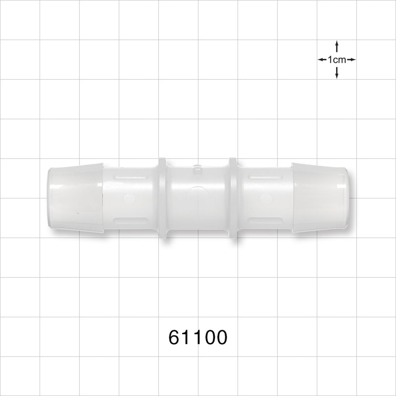 Straight Connector, Barbed, Natural - Fits 5/8 inch ID Tubing (0.625 inch, 15.88 mm) - 61100