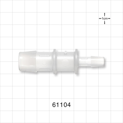 Straight Connector, Reducer, Barbed, Natural - Fits 5/8 inch x 5/16 inch ID Tubing (0.625 inch x 0.313 inch, 15.88 mm x 7.94 mm) - 61104
