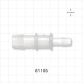 Straight Connector, Reducer, Barbed, Natural - Fits 5/8 inch x 3/8 inch ID Tubing (0.625 inch x 0.375 inch, 15.88 mm x 9.53 mm) - 61105