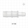 Straight Connector, Reducer, Barbed, Natural - Fits 3/4 inch x 1/2 inch ID Tubing (0.75 inch x 0.5 inch, 19.05 mm x 12.7 mm) - 61108