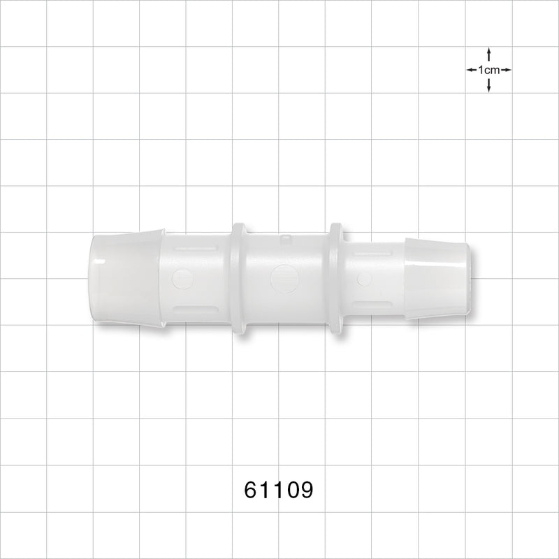 Straight Connector, Reducer, Barbed, Natural - Fits 3/4 inch x 5/8 inch ID Tubing (0.75 inch x 0.625 inch, 19.05 mm x 15.88 mm) - 61109