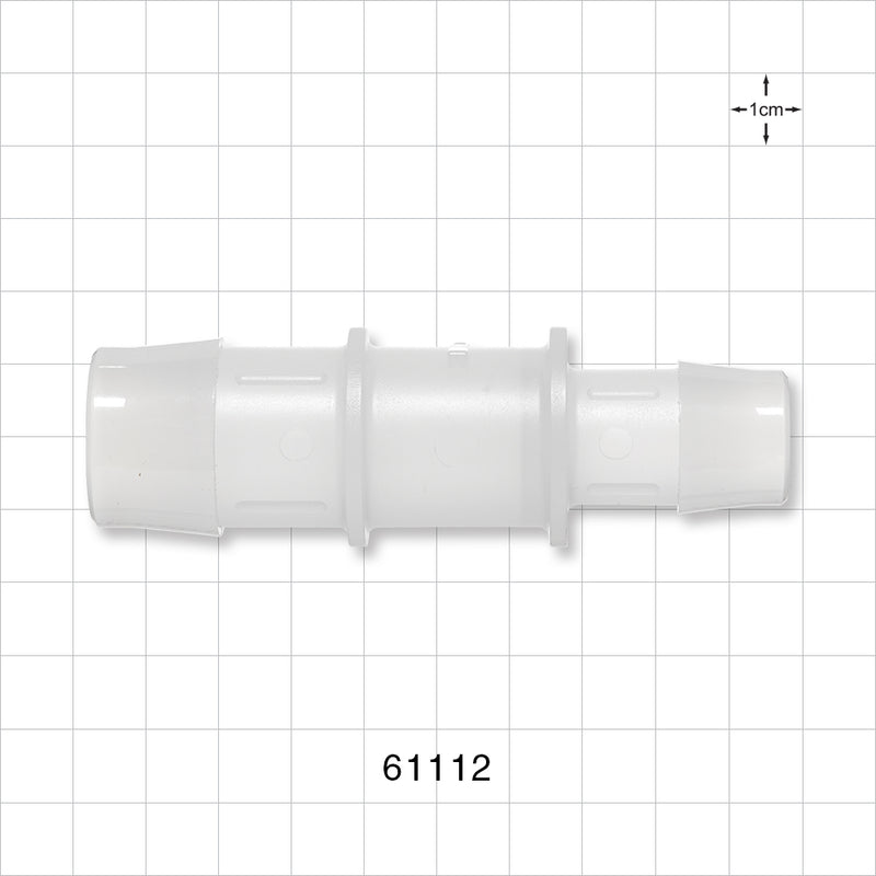Straight Connector, Reducer, Barbed, Natural - Fits 1 inch x 3/4 inch ID Tubing (1 inch x 0.75 inch, 25.4 mm x 19.05 mm) - 61112