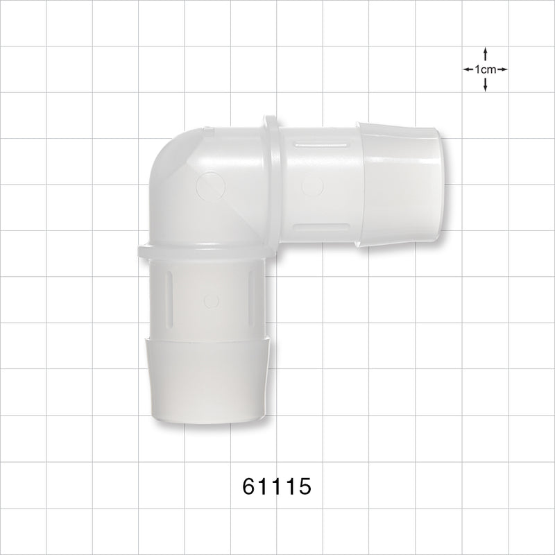 Elbow Connector, Barbed, Natural - Fits 1 inch ID Tubing (25.4 mm) - 61115