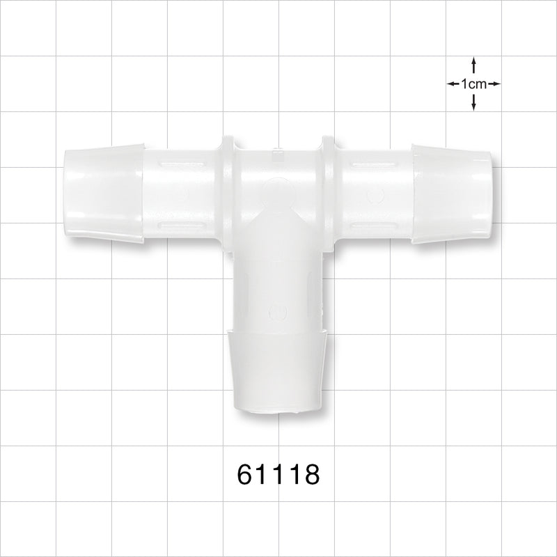 T Connector, Barbed, Natural - Fits 5/8 inch ID Tubing (0.625 inch, 15.88 mm) - 61118