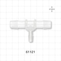 T Connector, Reducer, Barbed, Natural - Fits 1/2 inch ID Tubing (0.5 inch, 12.7 mm); Fits 1/4 inch ID Tubing (0.25 inch, 6.35 mm) - 61121