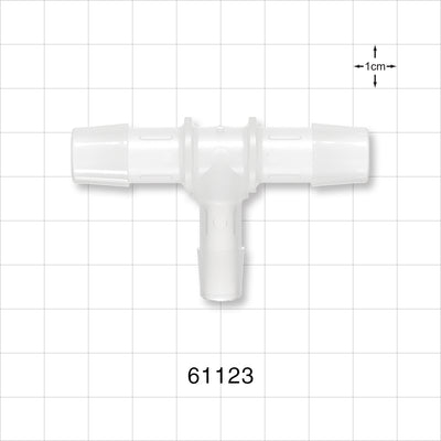T Connector, Reducer, Barbed, Natural - Fits 1/2 inch ID (0.5 inch, 12.7 mm); 3/8 inch ID Tubing (0.375 inch, 9.53 mm) - 61123