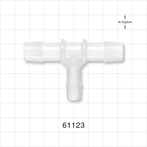 T Connector, Reducer, Barbed, Natural - Fits 1/2 inch ID (0.5 inch, 12.7 mm); 3/8 inch ID Tubing (0.375 inch, 9.53 mm) - 61123