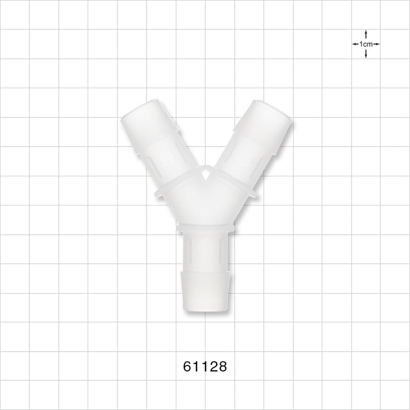 Y Connector, Barbed, Natural - Fits 5/8 inch ID Tubing (0.625 inch, 15.88 mm) - 61128