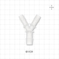 Y Connector, Reducer, Barbed, Natural - Fits 3/8 inch ID Tubing (0.375 inch, 9.53 mm); Fits 1/2 inch ID Tubing (0.5 inch, 12.7 mm) - 61131